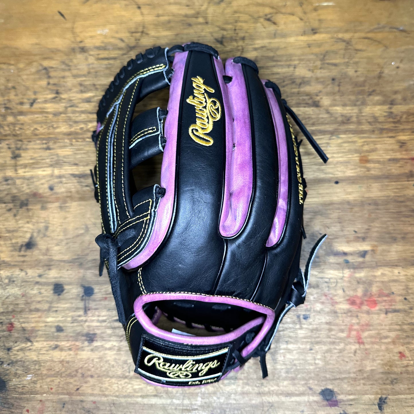 Custom Purple, Black, and Gold Rawlings PRO3319-6BC