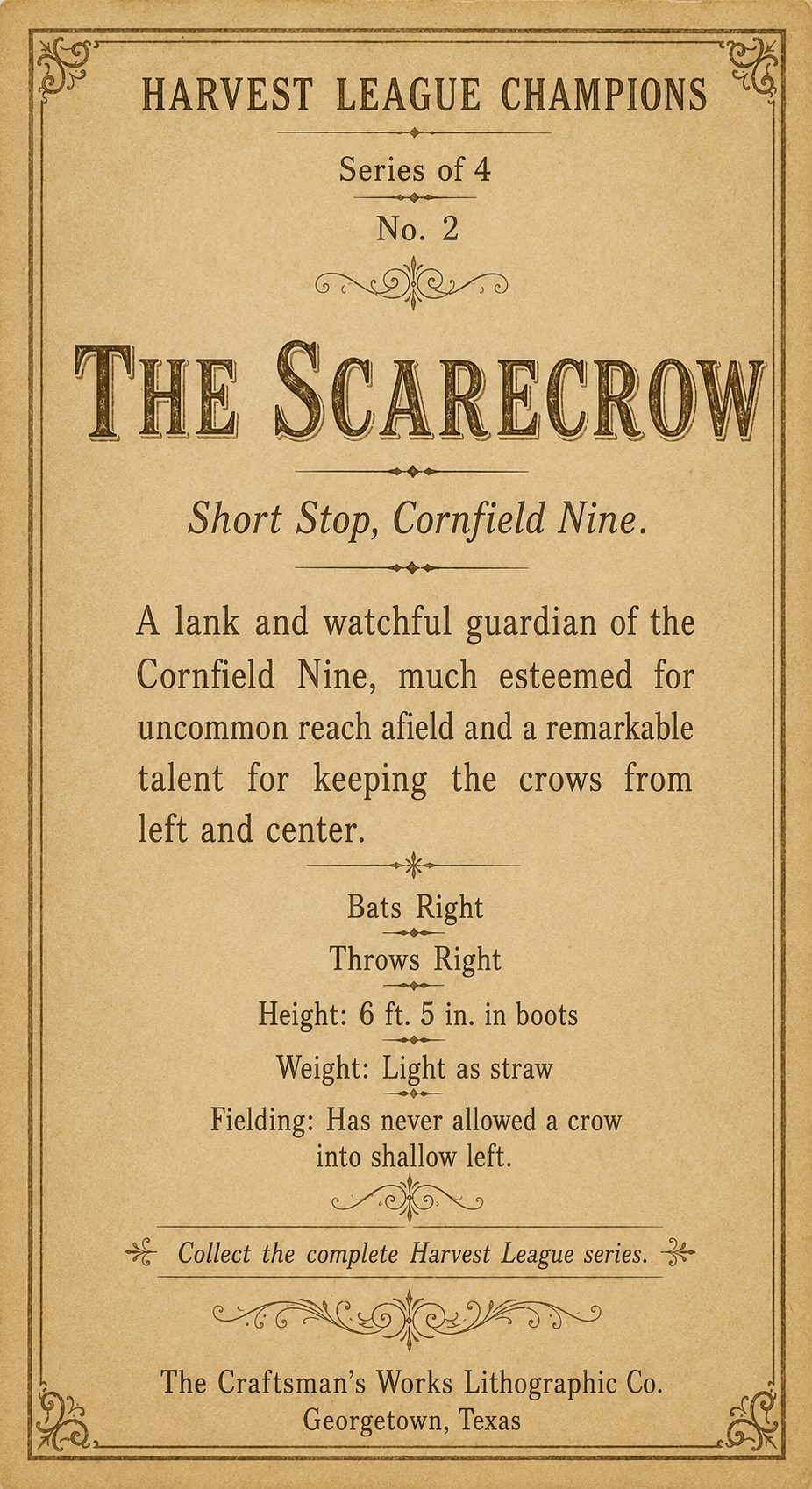 The Scarecrow – Harvest League Champions Baseball Card