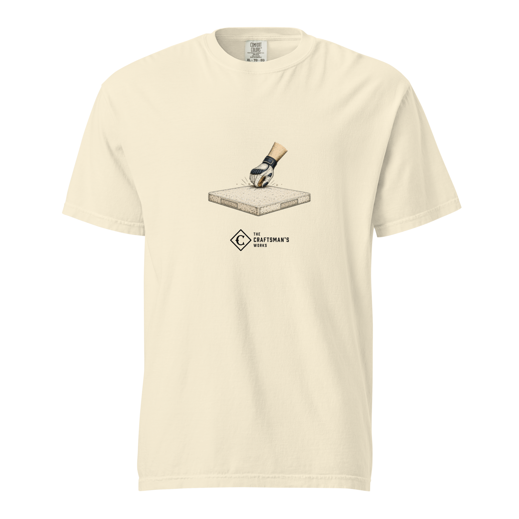 Base Knock Baseball Lexicon shirt printed on an Ivory Comfort Colors t-shirt featuring a batting glove knocking on a baseball base.