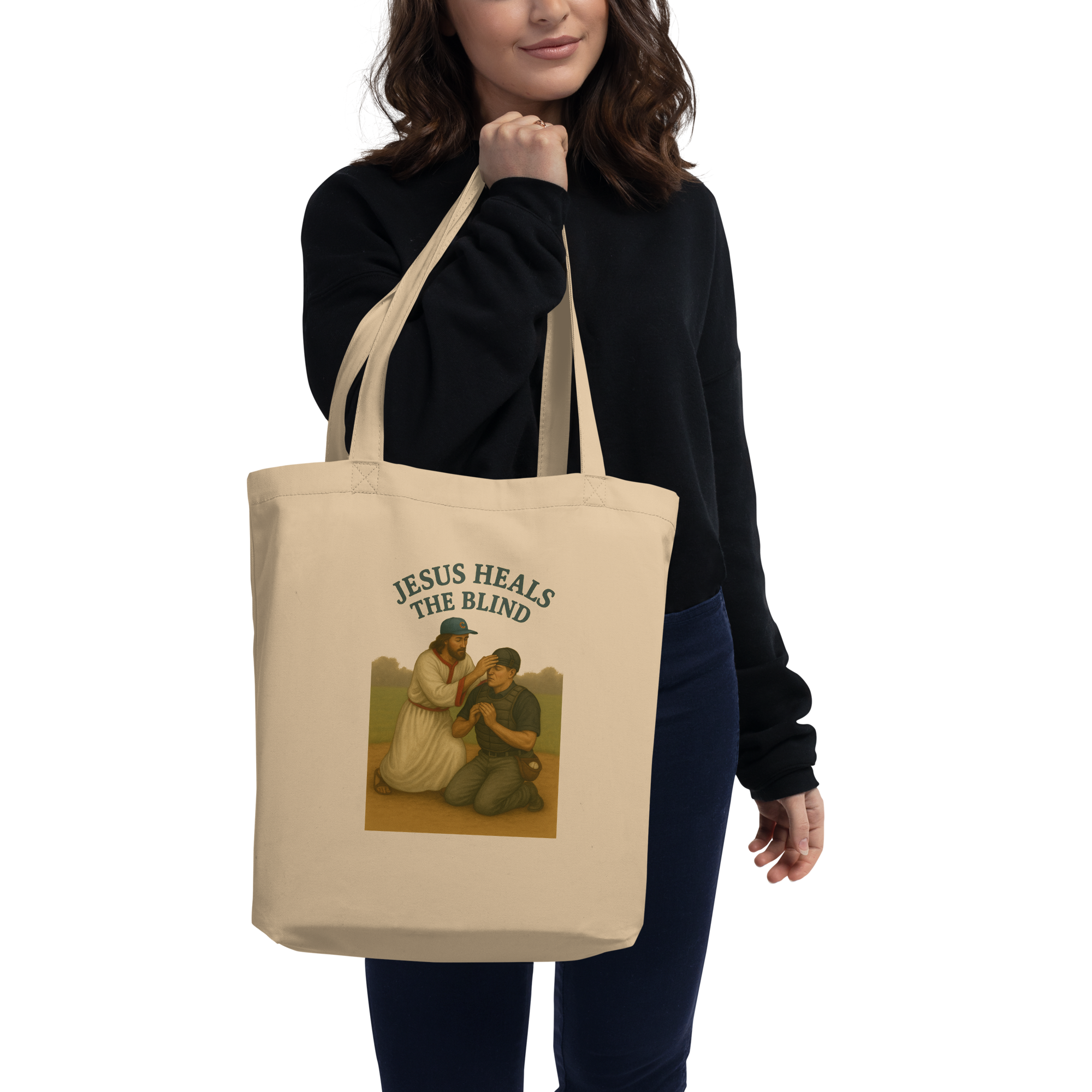 Jesus Heals the Blind Organic Cotton Tote Bag