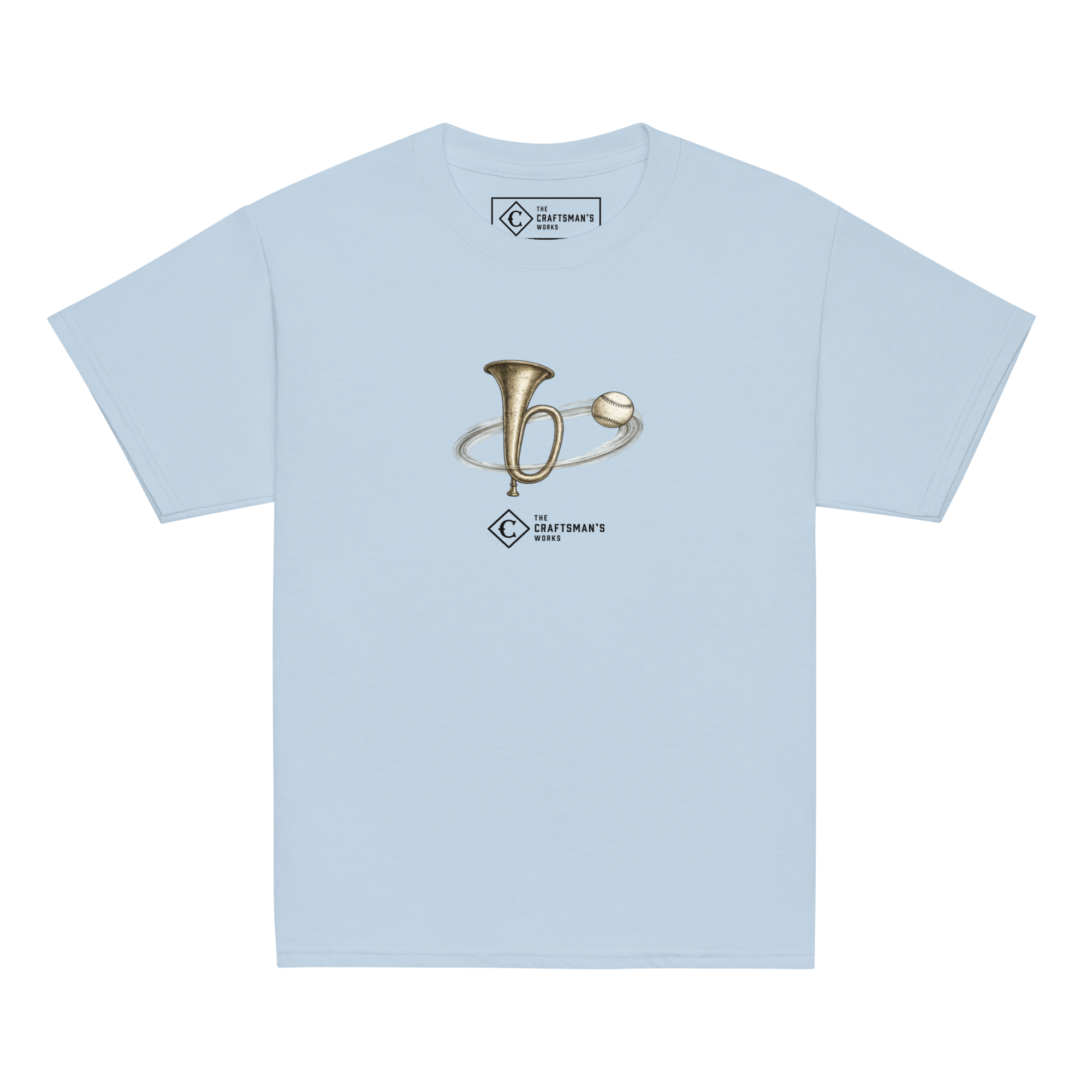Youth Around the Horn baseball shirt in light blue from The Baseball Lexicon Collection