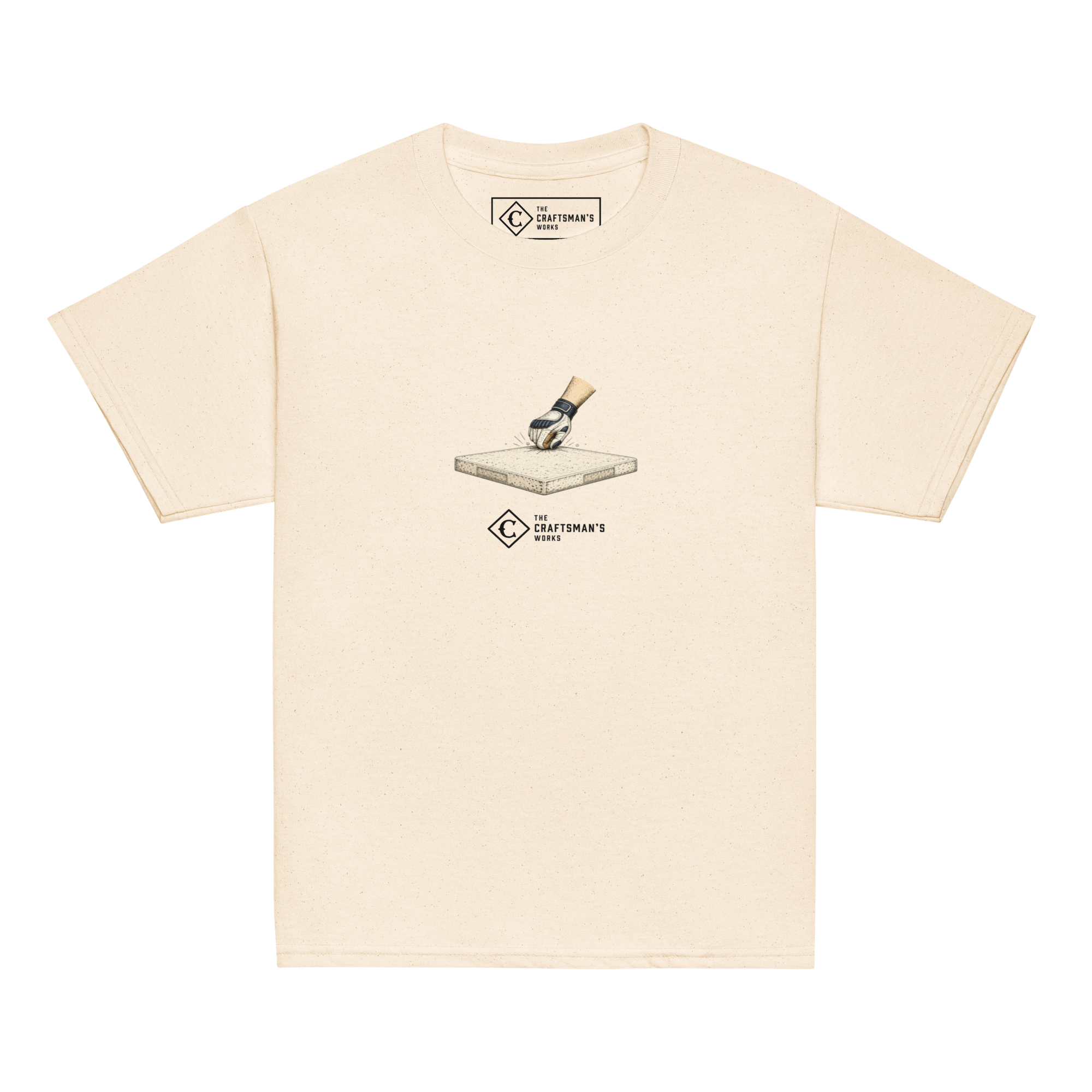 Youth Base Knock baseball shirt in natural from The Baseball Lexicon Collection