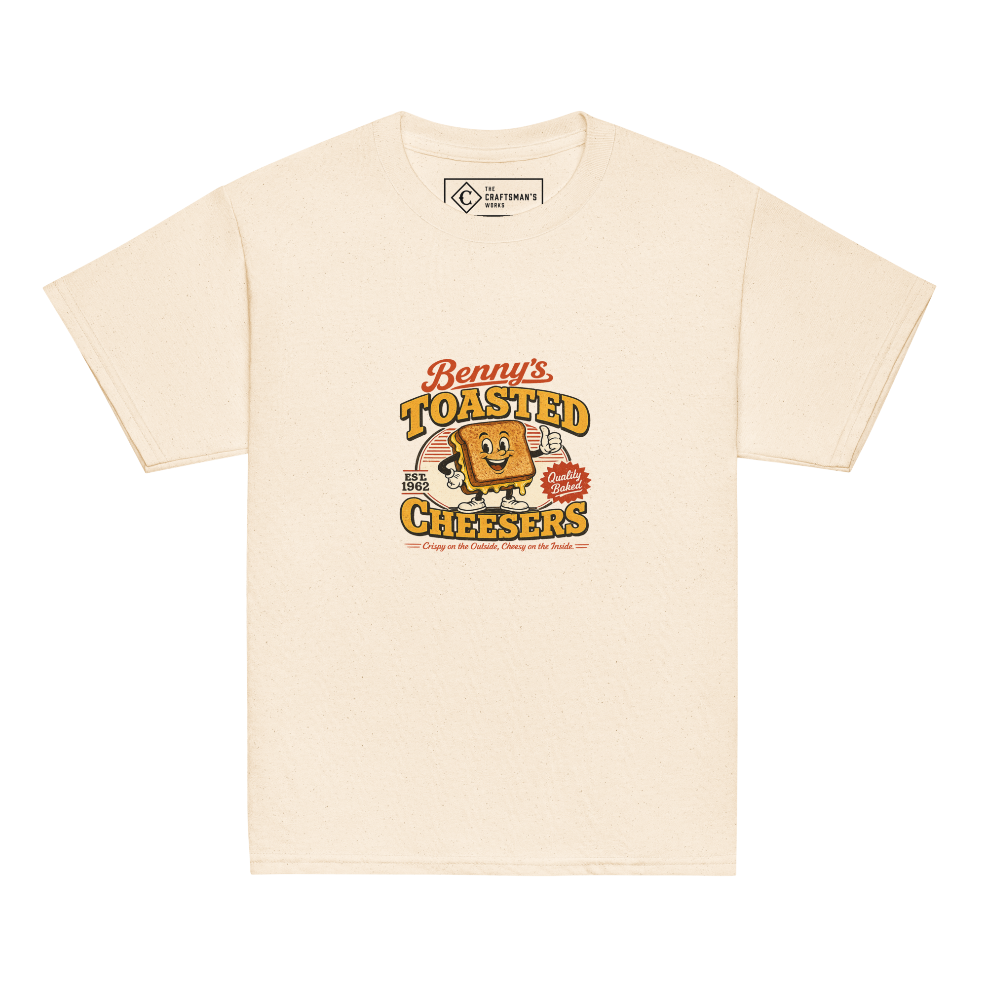 Youth Benny’s Toasted Cheesers baseball shirt in natural from The Craftsman’s Works