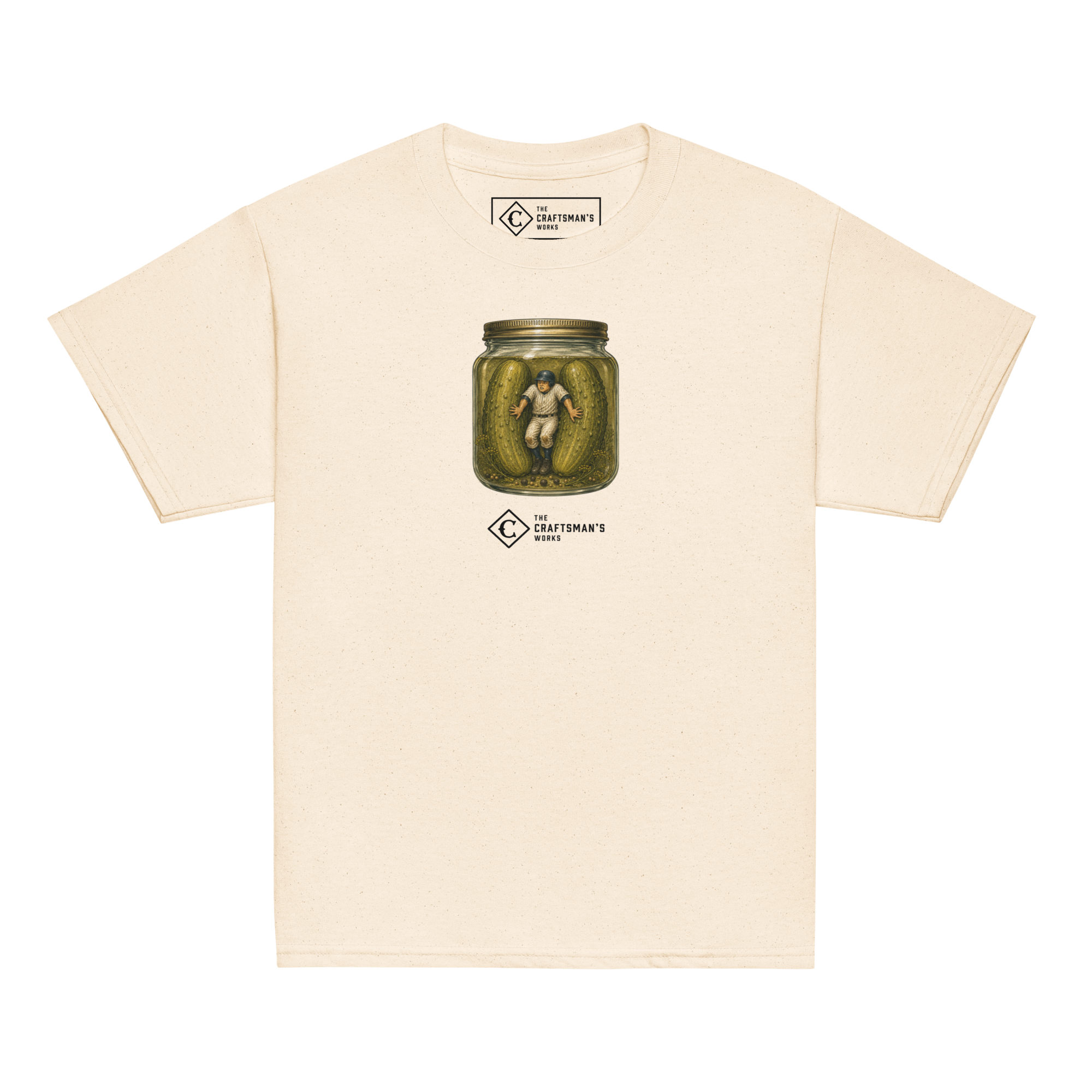 Youth In a Pickle baseball shirt in naturalfrom The Baseball Lexicon Collection