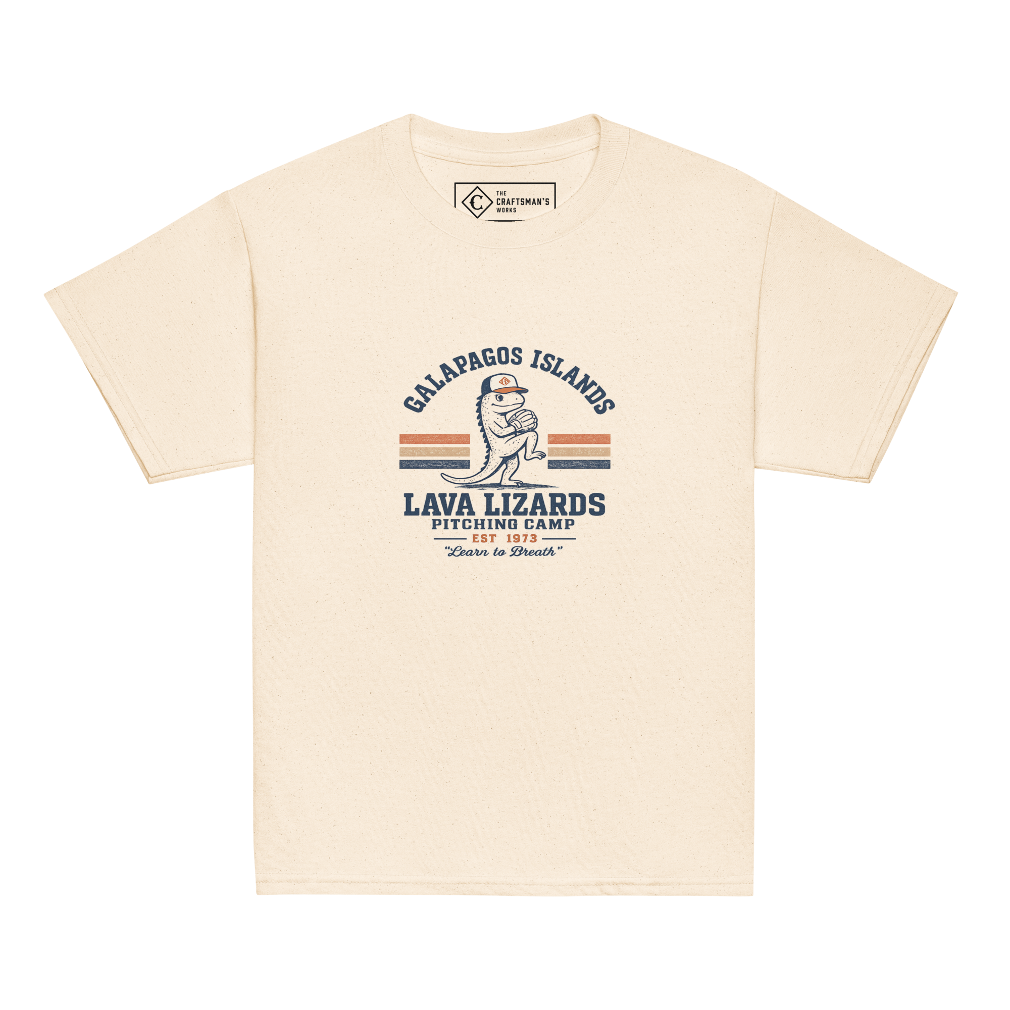 Youth Lava Lizards Pitching Camp baseball shirt in natural from The Craftsman’s Works