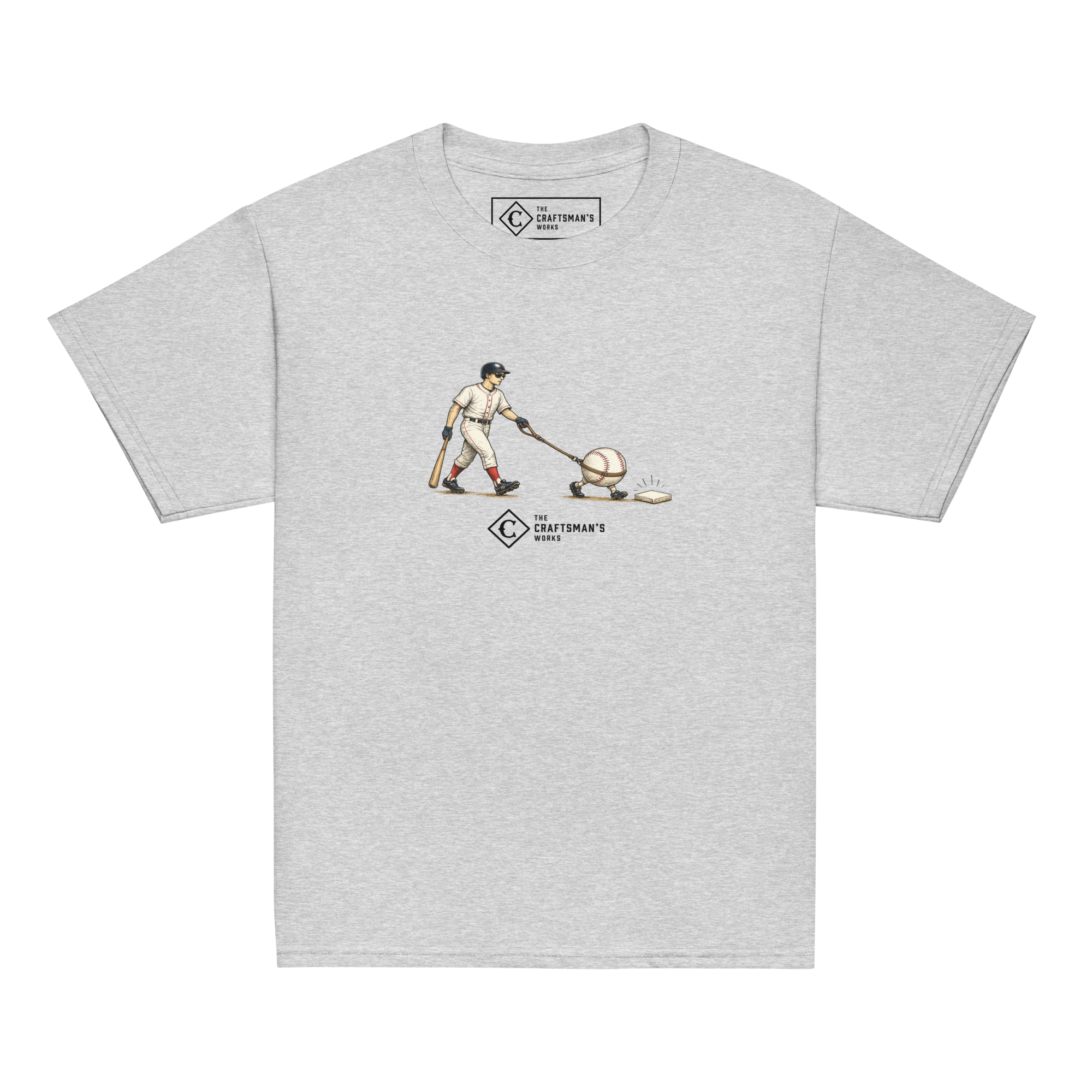 Youth Seeing Eye Single baseball shirt in gray from The Baseball Lexicon Collection