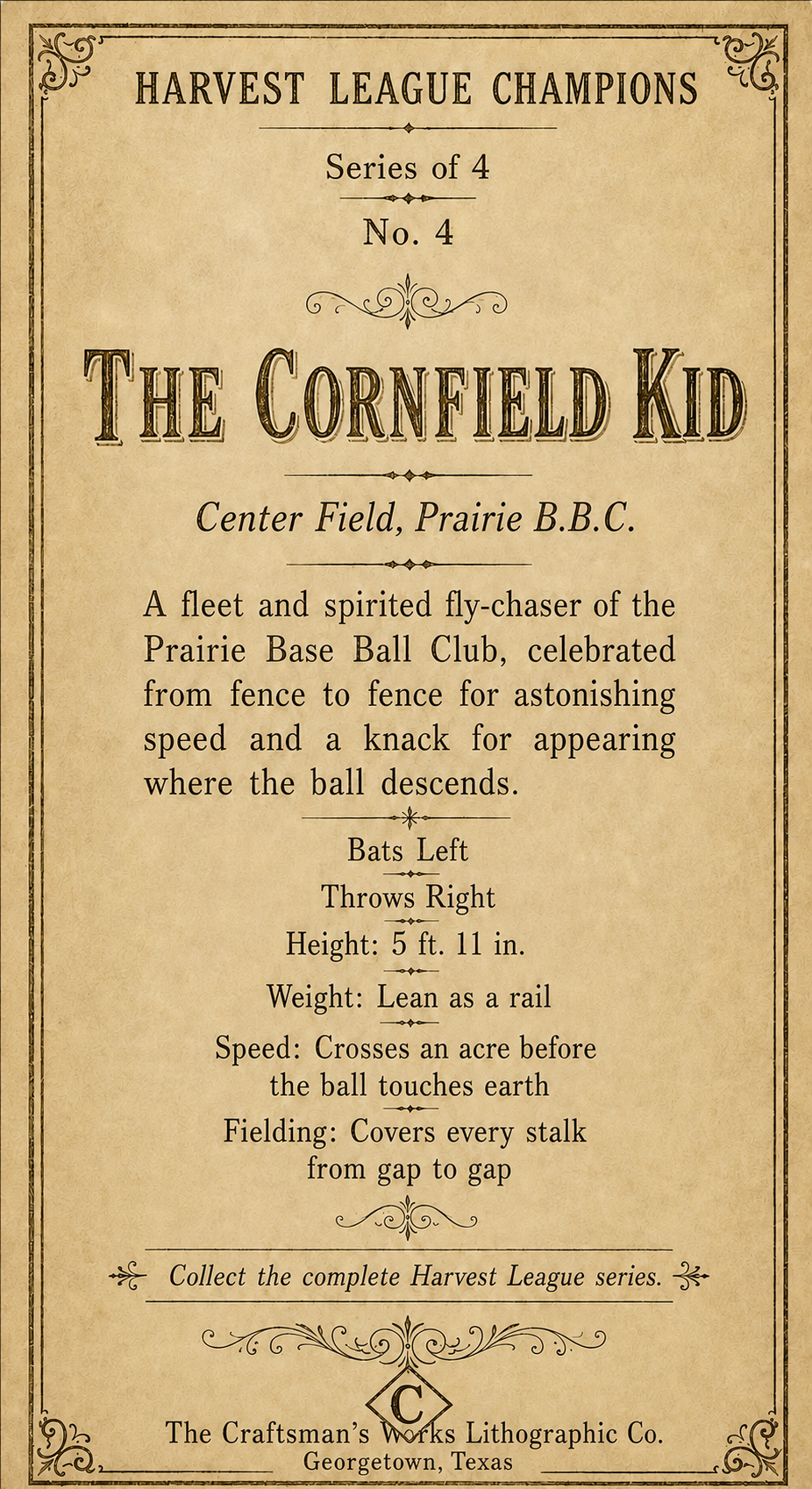 The Cornfield Kid – Harvest League Champions Baseball Card