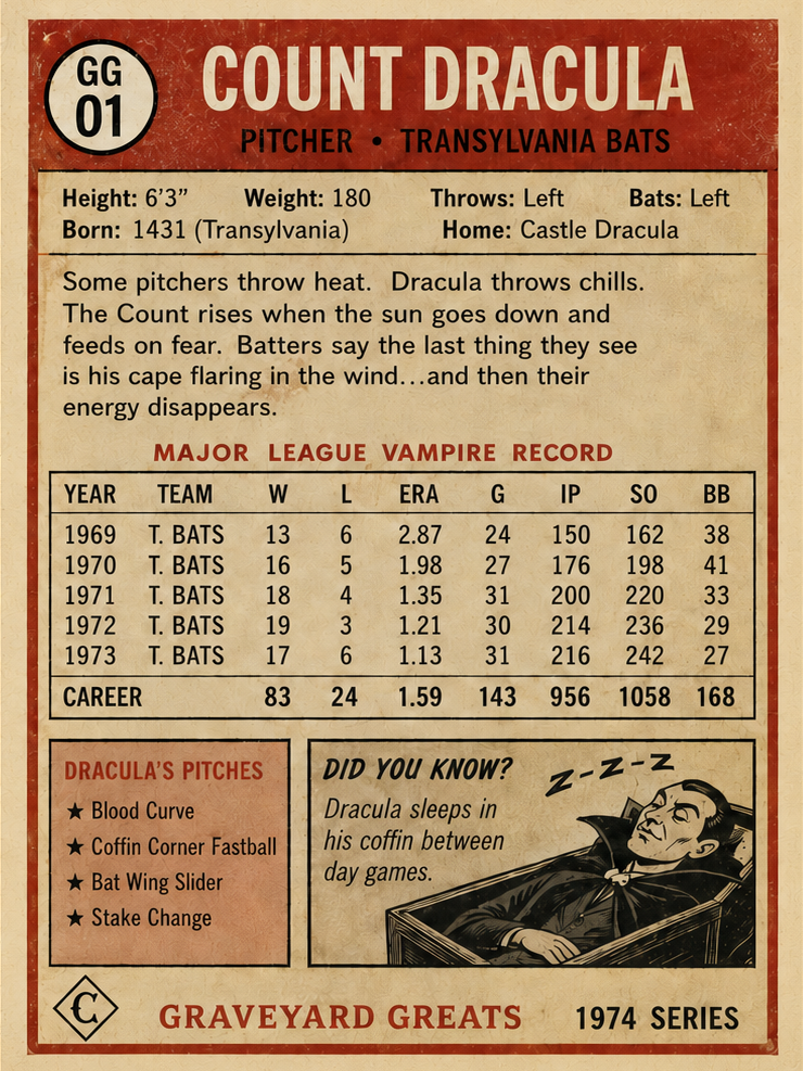 Count Dracula Baseball Card | Graveyard Greats (2026)