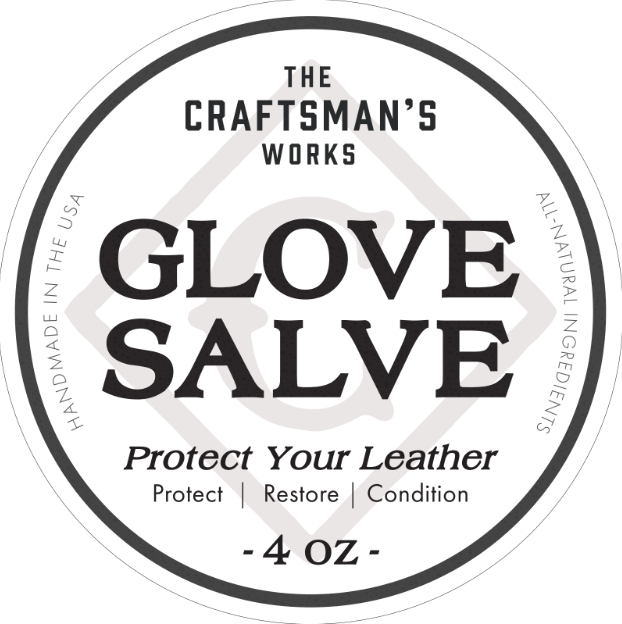 glove salve from the craftsman's works, protect your leather, leather care, waxy leather protection, glove care, leather care