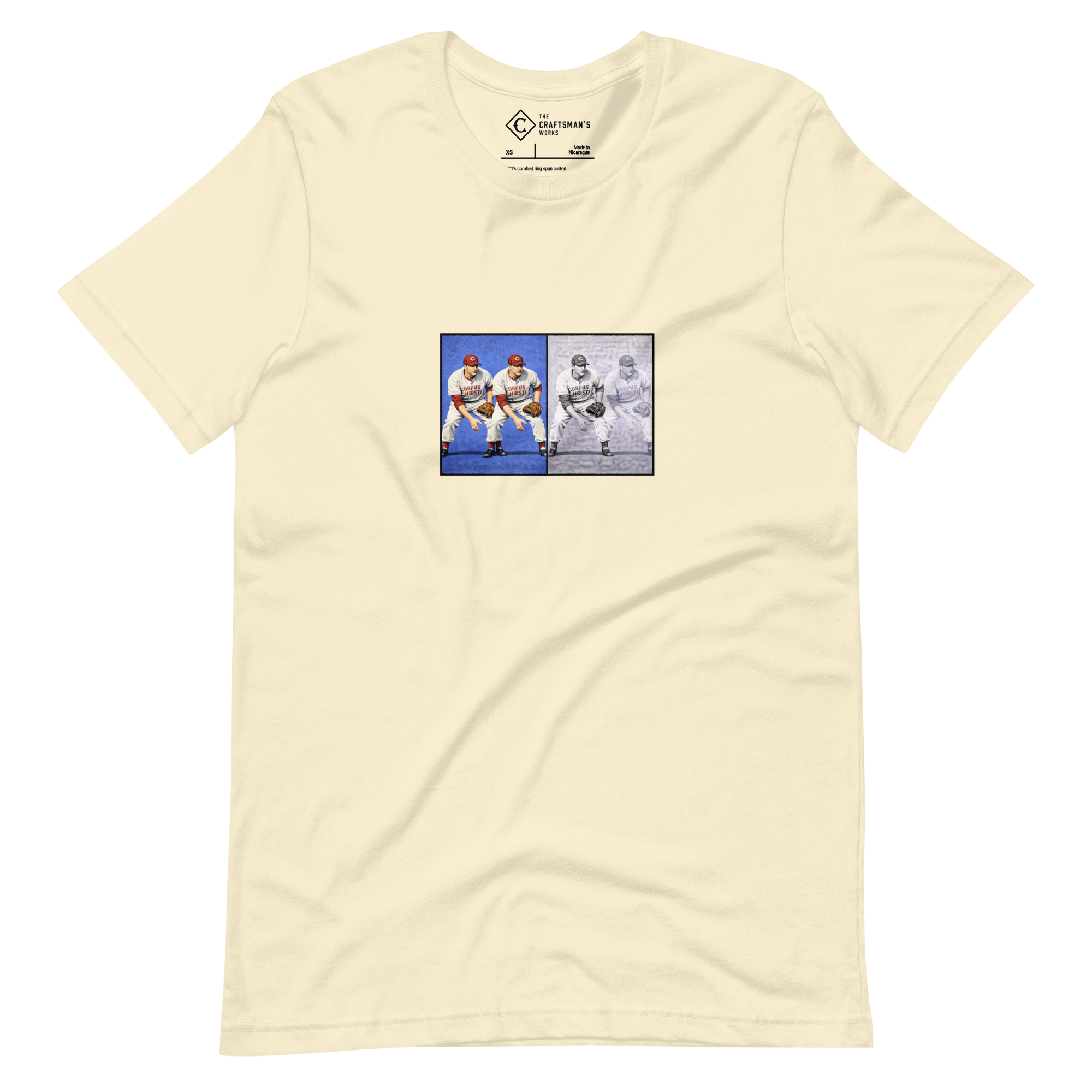 Hot Corner baseball pop art T-shirt featuring a vintage third baseman illustration inspired by classic baseball slang