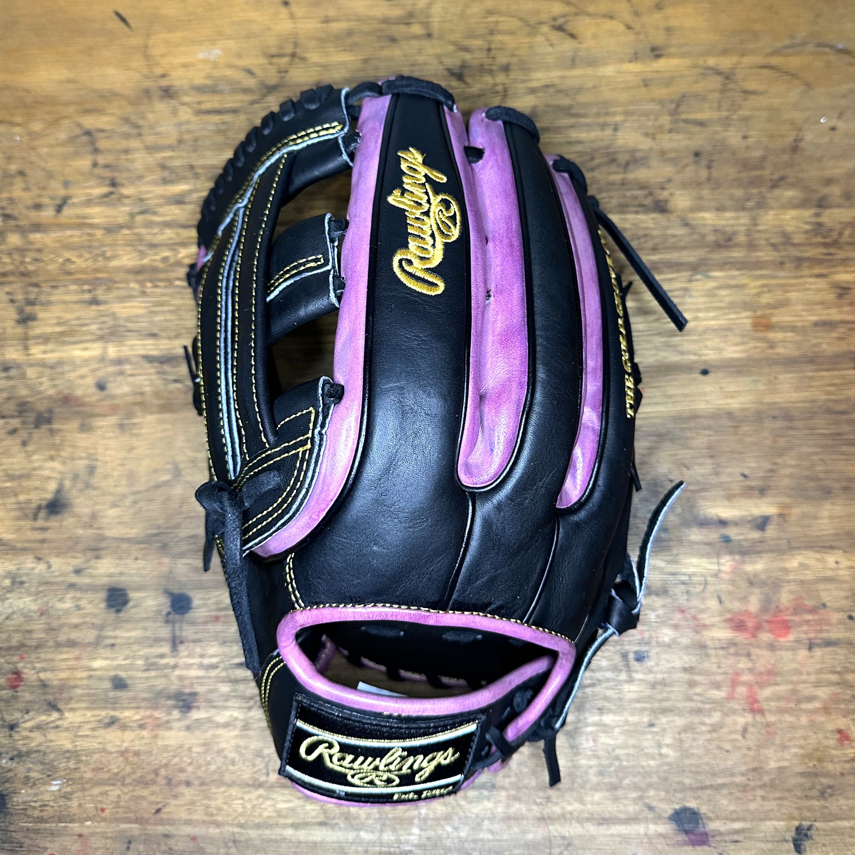 Custom Purple, Black, and Gold Rawlings PRO3319-6BC