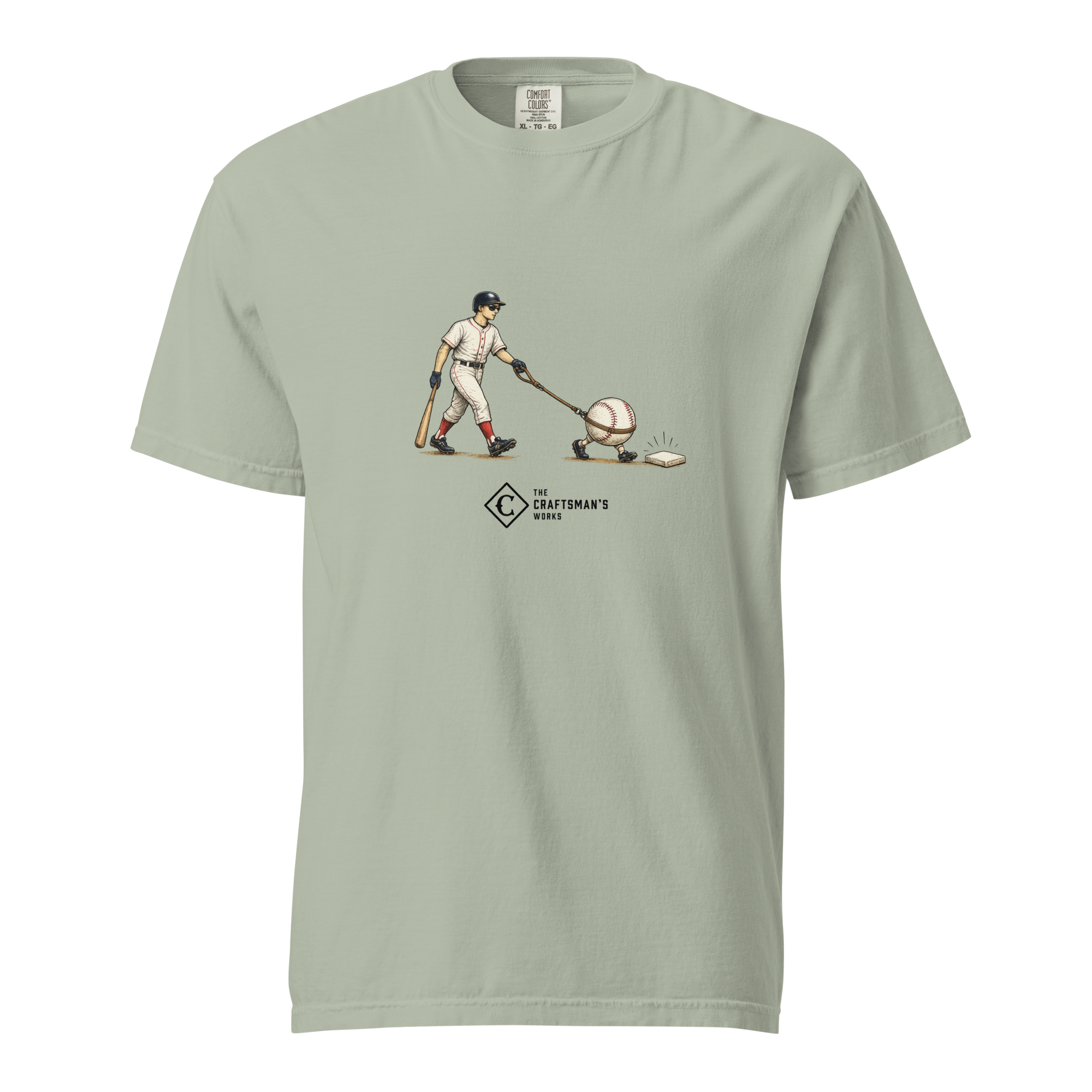 Seeing Eye Single Baseball Lexicon shirt printed on a Bay Comfort Colors t-shirt featuring vintage baseball-inspired artwork of a seeing eye single.