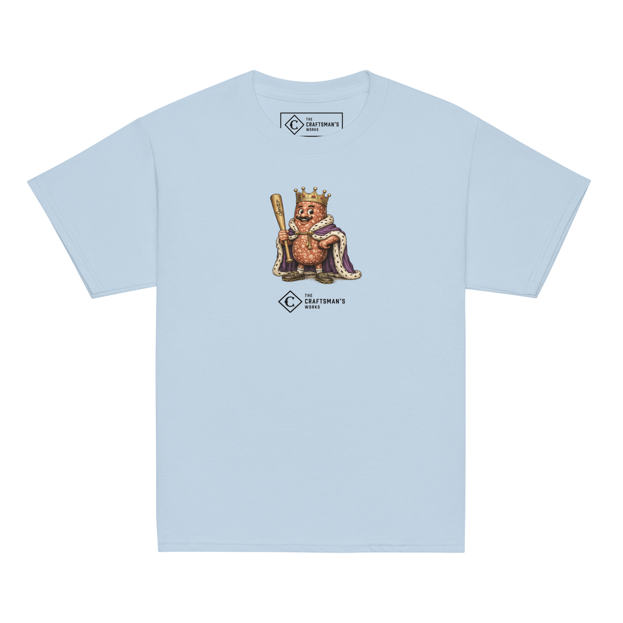 Youth Grand Salami baseball shirt in light blue from The Baseball Lexicon Collection