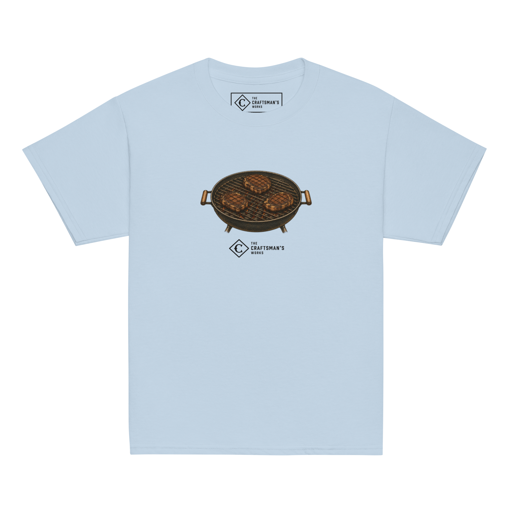Youth Ribeyes baseball shirt in light blue from The Baseball Lexicon Collection